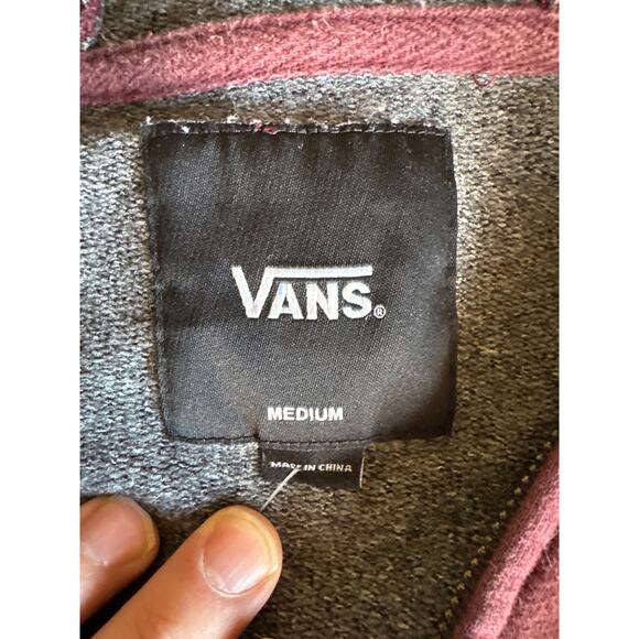 Vans Full Zip Burgundy Hooded Sweat Jacket Medium - Picture 2 of 7